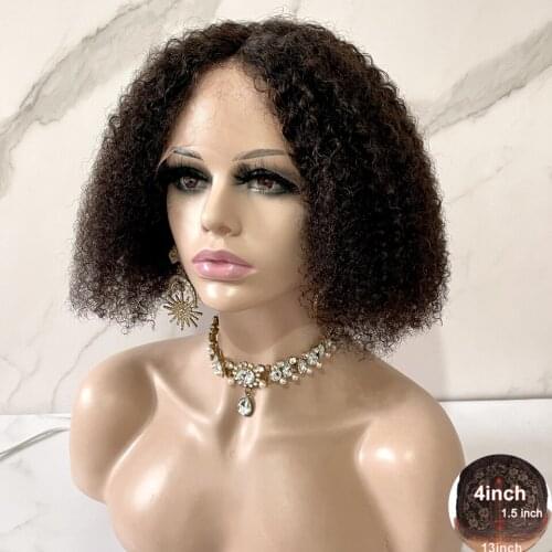 BLG Kinky Curly Wig T Part Lace Wigs With baby hair Brazilian human Remy hair wig wigs for black women