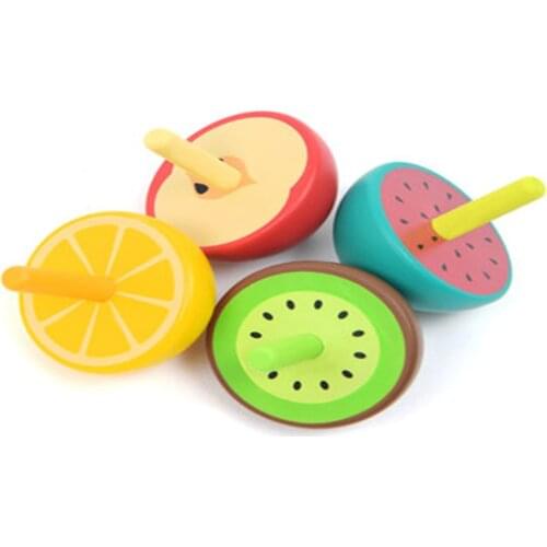 Childrens color rotating gyro manual rotating kindergarten wooden toys small gyro