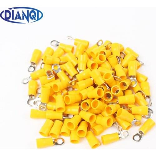 DIANQI RV5.5-4 Yellow Ring insulated terminal 100PCS/Pack cable Crimp Terminal suit 4-6mm2 Cable Wire Connector