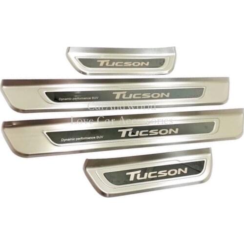 For Hyundai Tucson 2015-2019 2020 Stainless Steel Door Sill Kick Scuff Plate Protector Cover Pedal Guard Trims Car Accessories