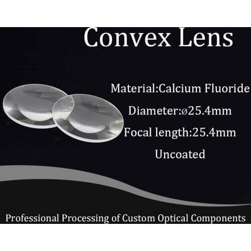 Calcium fluoride material D25.4mmF25.4mm double convex lens pure white glass high precision focusing material