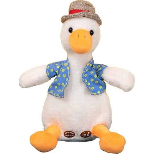 Talking Duck Speak Talk Sound Record Repeat straw hat Duck Stuffed Plush Animal Kawaii Duck Toy for Children Kid Birthday Gift