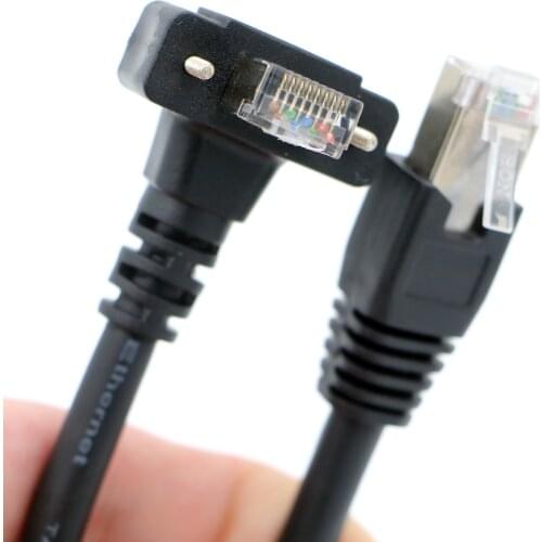 Alvins Cables GigE Cat6 Screw Lock Horizontal Right Angle RJ45 DrC Cable for Basler Cameras