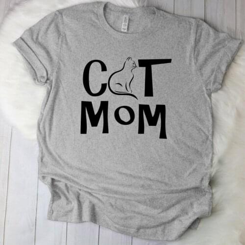 Kawaii Cat Mom Mother Mama Tshirts Womens Letter 90s Pure Cotton T-shirt Funny Creative Leisure Top Tees Plus Size Ladies