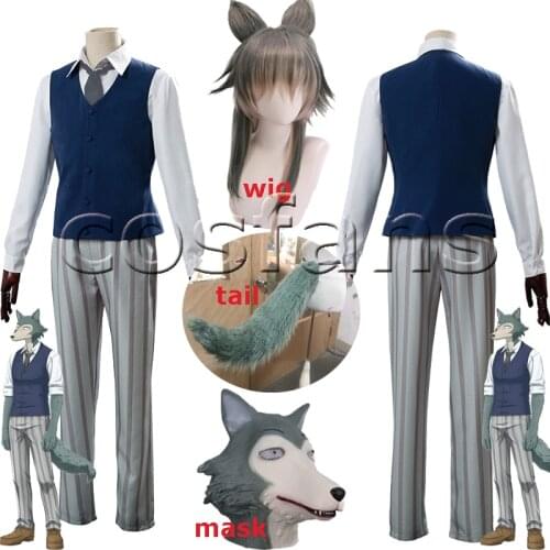 Beastars Legosi Cosplay Costume Uniform Cool Suit Grey Wolf Costume BEASTARS Legoshi Wig Wolf Ears Personified Beasts Cos Props