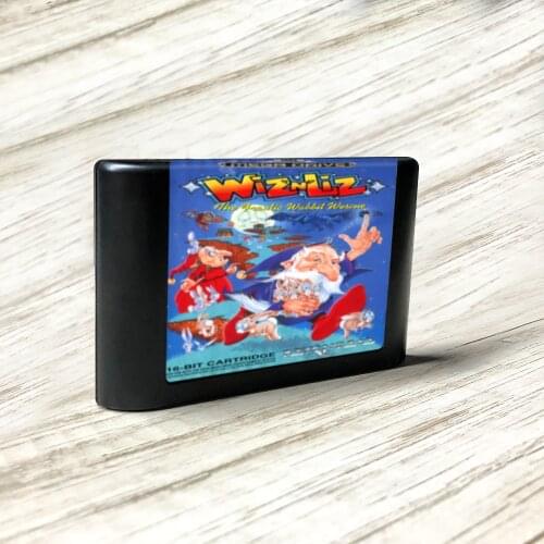 Wiz 'n' Liz - EUR Label Flashkit MD Electroless Gold PCB Card for Sega Genesis Megadrive Video Game Console