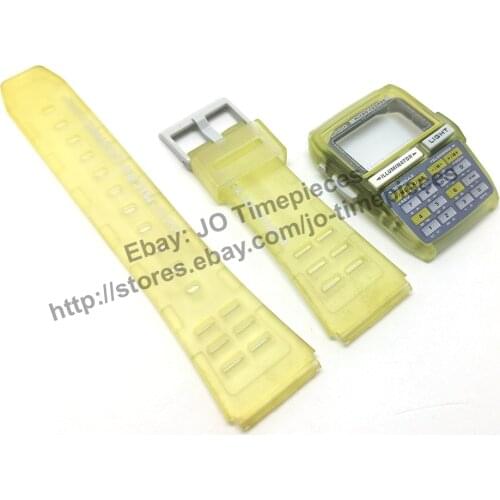 NOS Genuine Casio Micro Cosmos DBC-63MC Yellow Rubber Watch Band Strap - Case Bezel Set