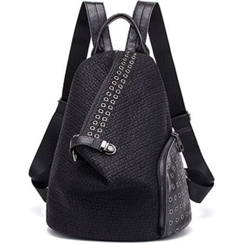 2021 New Trend leather Backpack Womens Bag High Quality fashion womens backpack casual all-match rivet dumpling bag handbag