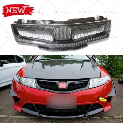 FOR CIVIC FN2 TYPE R MUGEN-STYLE CARBON FIBER GLASS FRONT GRILL TRIM BODY KIT TUNING PART FOR FN2 FRP FRONT BUMPER GRILLS RACING