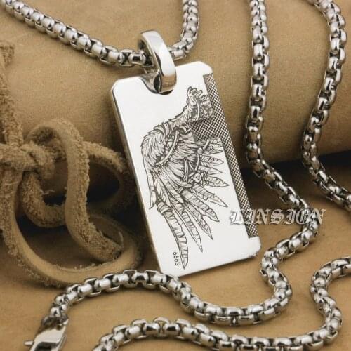 LINSION Handmade 999 Pure Silver Angel Wing Devil Wing 2 Sides Charms Pendant 9X021