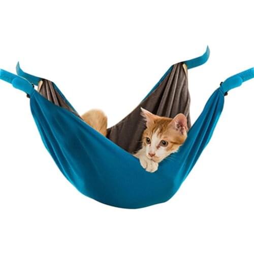 Pet Hanging Bed Double Sided Warm Pet Hammock Pet Cage Hammock with 4 Anti Skid Rind and 4 Clip