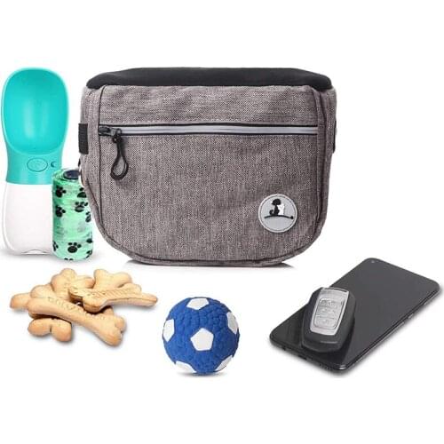 Durable Dog Treat Bag Large Capacity Built-In Poop Bag Dispenser Pet Training Pouch Waterproof Reflective Waist Pocket