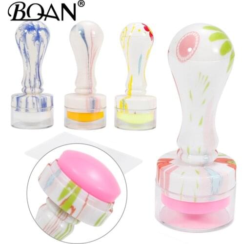 BQAN Embroidery Pattern Handle Nail Art Colorful Silicone Soft Seal Printing Stamping Stamper Transfer Scraper Emplate DIY Tools