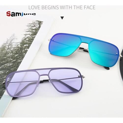 Samjune Square Sunglasses Men Brand Designer UV400 Sun Glasses Women Sport Color Coated Eyewear