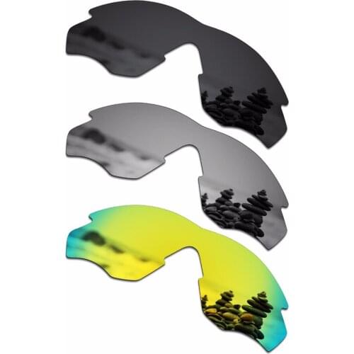 SmartVLT 3 Pieces Polarized Sunglasses Replacement Lenses for Oakley M2 Frame Stealth Black and Silver Titanium and 24K Gold