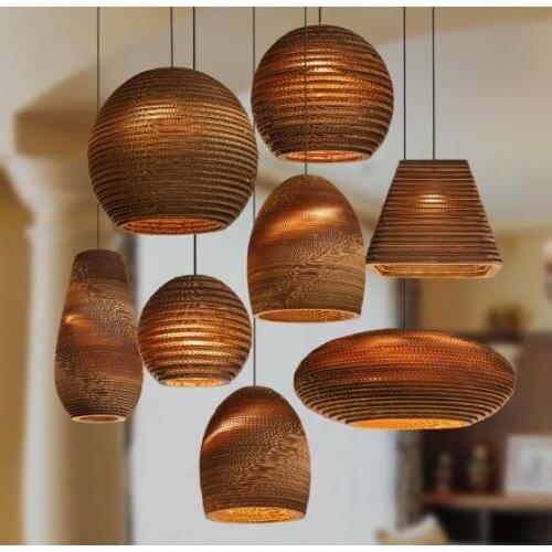 Modern wood Paper honeycomb pendant lights carton Bird Cage E27 banboo pendant lamp for living room restaurant cafe shop