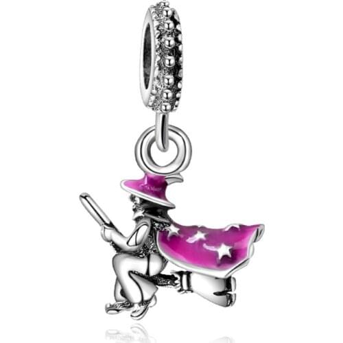Magic witch Broom pendant charms lucky bead fit original pandora bracelet & necklace accessories diy charm jewelry bangle women