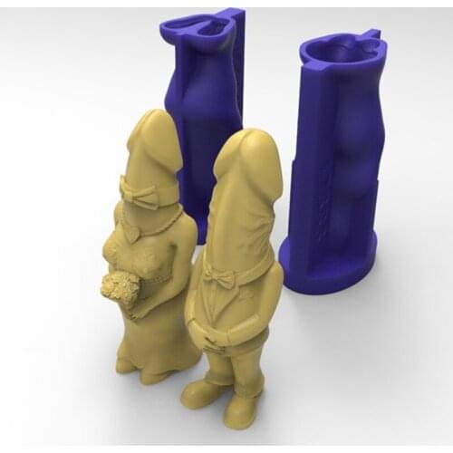 2 Pcs Funny Wedding Couple Candle Epoxy Resin Mold Plaster Silicone Mould