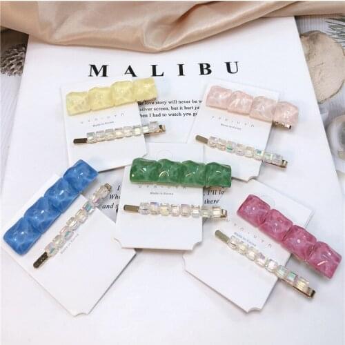 2 Pcs/Set Handmade Crystal Hair Clip Pin For Women Fashion Acrylic Simulation Barrette Headwear Girls Sweet Top Clip Accessorie