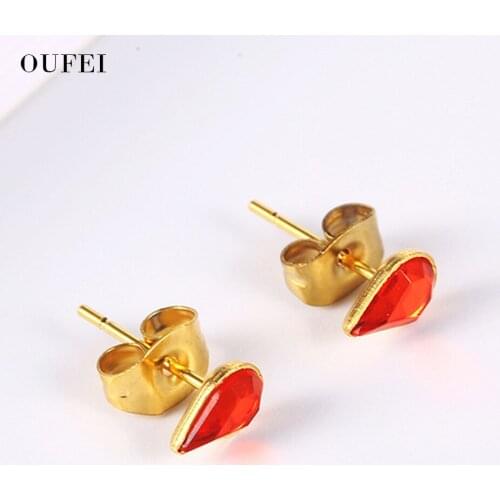 OUFEI Stainless steel Jewelry Woman Vogue 2019 Stud Earrings For Women Charm Crystal Earrings Fine Jewelry Accessories