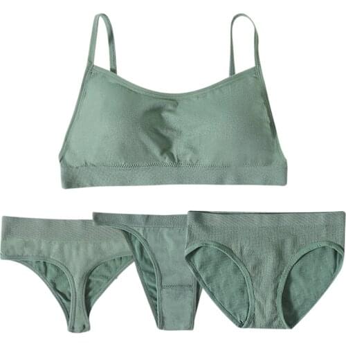 Women Bra And Panty Set Seamless Underwear Female Sexy Lingerie G-String Thong Fitness Crop Top Push Up Bra Backless Bralette