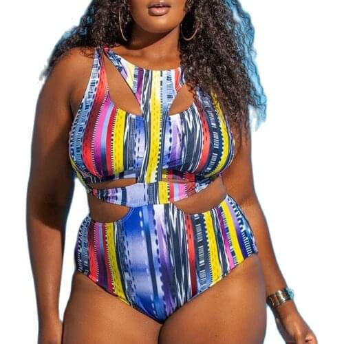 African Print Women One Piece Bathing Suits Plus Size Ethnic Swimwear Cut Out Monokin Large Size High Waist Swimsuit Bodysuit