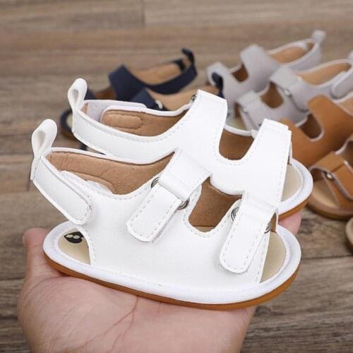 1Pair Summer Baby Shoes Anti-Slip Breathable Comfortable Faux Leather Newborn Crib Sandals for Daily Outdoor/Home Activity