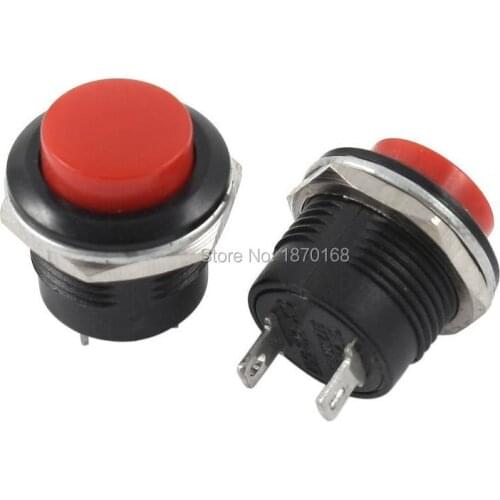 10 pcs R13-507 SPST 2 terminal for a moment pushes the red switch button Ac 250 V 3A