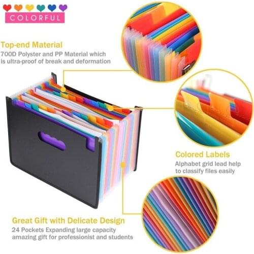 13/24 Pockets Expanding File Folder Works Accordion Office A4 Document Organizer Hot Office & School Supplies Filing Products
