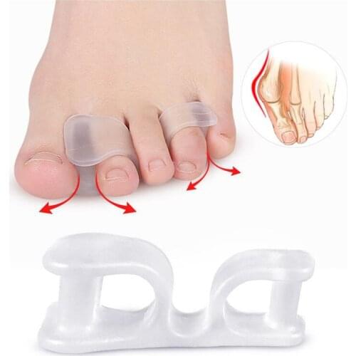 2Pcs Big Toe Two Hole Thumb Valgus Toe Separator Silicone Gel Foot Fingers Protector Corrector Pedicure Foot Care Tool