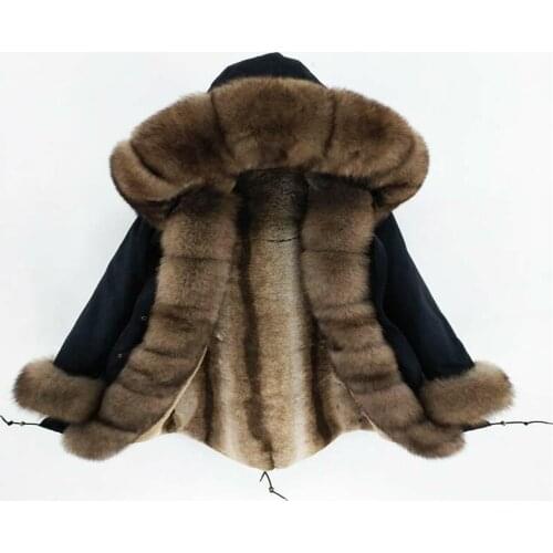 2020 new S-7XL Long Parka Winter Jacket Women Natural fox fur Collar Real Faux Fur Liner Detachable Warm Real Fur Coat