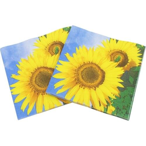 33x33cm Color Printed Napkin Sunflower Facial Tissue Party Paper DIY Birthday Anniversary Days Party Decoration 20Napkins/lot