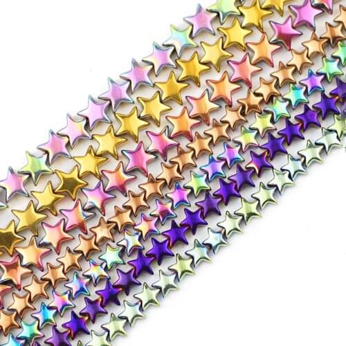 6/8MM Five-Pointed Star Hematite Blue,Gold,Green,Purple Natural Stone Charm Loose Beads For Jewelry Making Diy Bracelet Necklace
