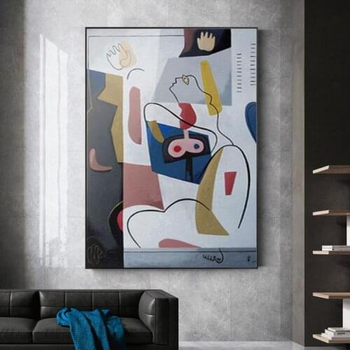 Abstract Canvas Painting Retro Classic Wall Art Canvas Black Line Wall Pictures for Living Room Bedroom Unique Poster Home Decor