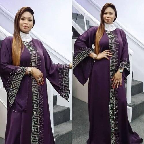 African Design Dashiki Dress Silk Beading Abaya Bandage Maxi Bazin Vintage Long Sleeve Robe Gowns Africa Sexy Lady Party