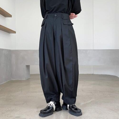 Oversized summer super wide legs, versatile temperament, loose and small straight pants, trendy mens Japanese low crotch Harem