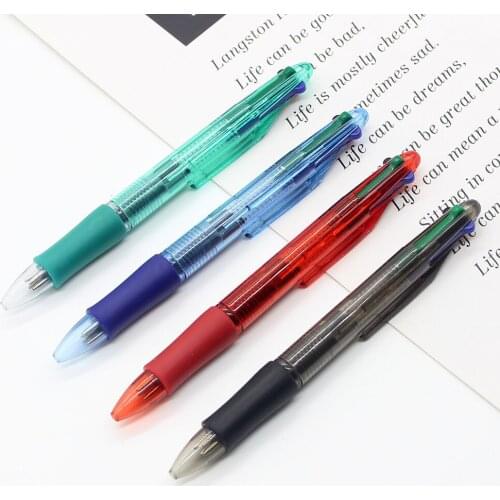 Four-color Ballpoint Pen Pens Kawaii Plastic Push Red, Blue, Black and Green Oily Multicolor Ballpoint Pen School Supplies