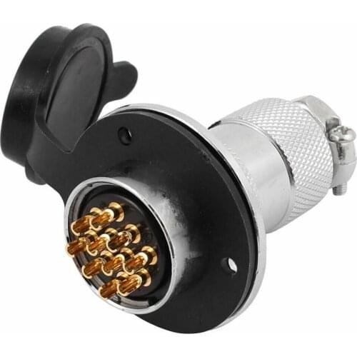 GX25-10 150V 7A 10P 25mm Thread Flange Aviation Connector w Rubber Cover