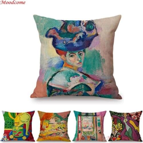 Henri Matisse Masterpices The Dance Woman With Hat Joy of Life Home Decoration Art Sofa Throw Pillow Case Linen Cushion Cover