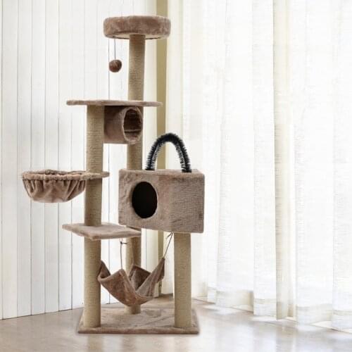 Pet cat climbing frame integrated cat tree house small cat litter board jumping platform comfortable plush cloth toy supplies