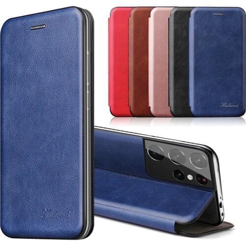 Leather Flip Magnetic Case For Samsung Galaxy S21 Ultra 5G S20 Plus S8 S9 S10 Lite Note 10 20 8 9 S 21 Stand Phone Cover Fundas