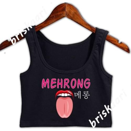 Kpop Mehrong Crop Top Women Novelty S-2xl Fitness Printed Spring Autumn Tank Top Funny Casual Solid Color Vest