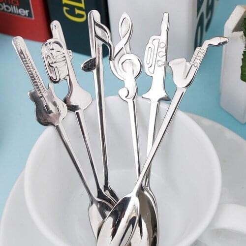 Coffee Tea Spoon Music Symbol Teaspoon Stainless Steel Long Handle Spoon Drinking Tools Kitchen Gadget Flatware Tableware