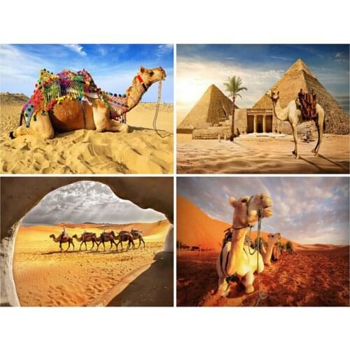 LZAIQIZG 5D Full Square Diamond Painting Desert Landscape Wall Decor Diamond Embroidery Mosaic Camel Cross Stitch Handcraft