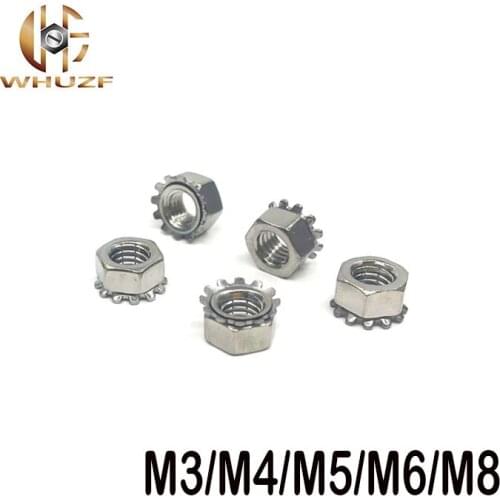 M3 M4 M5 M6 M8 K-type K-Lock Nut 304 stainless steel Keps Nuts Toothed Polydentate Hex Nut
