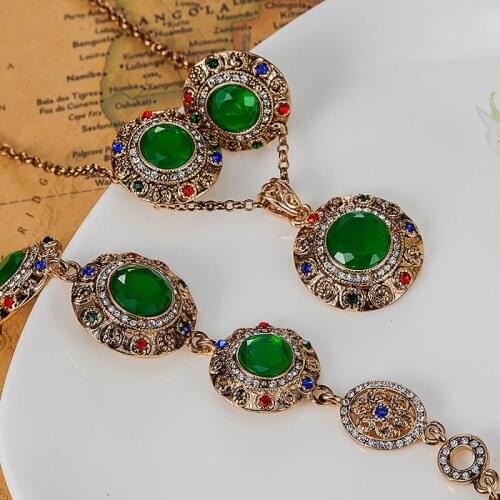 Fashion Luxurious Women African Beads Jewelry Set Colar Antique Gold Neclaces For men Tin Alloy Turkishe Necklace Brand Bijoux