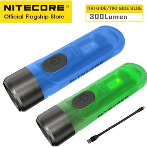 NITECORE TIKI GITD BLUE Mini Keychain Light UV Light Warning Signal Flashing EDC USB Rechargeable Flashlight with 130mAh Battery