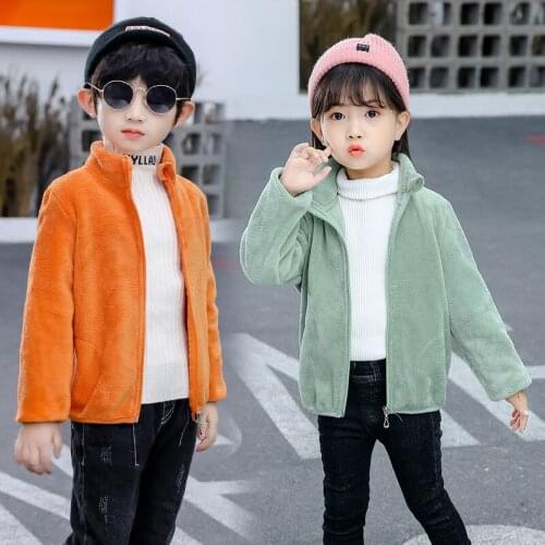 Childrens Autumn New Coral Fleece Coat Boys and Girls Warm and Close Fitting Plush Coat Girls Jackets Baby Girl Winter Clothes