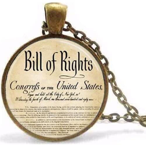 Steampunk Bill Of Rights Necklace Ten Ammendments Constitution Patriotic American Art Pendant Necklace men women chain vintage