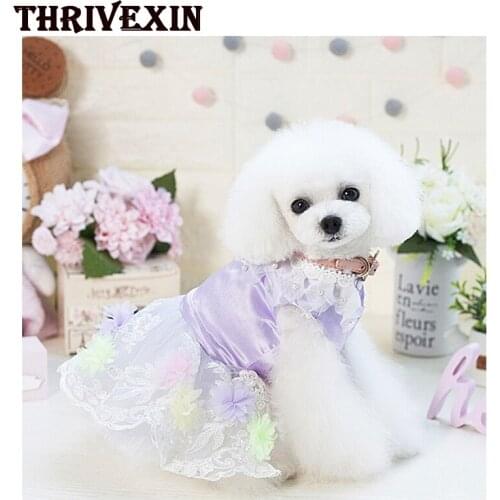 Pet Dog Dresses Clothes Spring and Summer Wedding Flower Dress Puppy Cat Tutu Skirt for Small Dogs Chihuahua French Bulldog